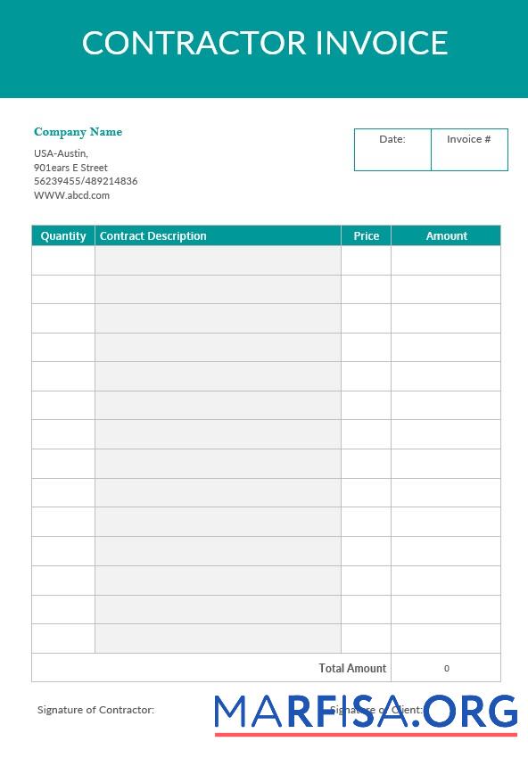 Blank Blank Contractor Invoice Template
